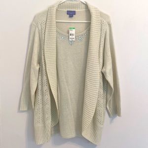 Laura Scott Women’s Sweater - NWT - White Attached Rhinestones 1X